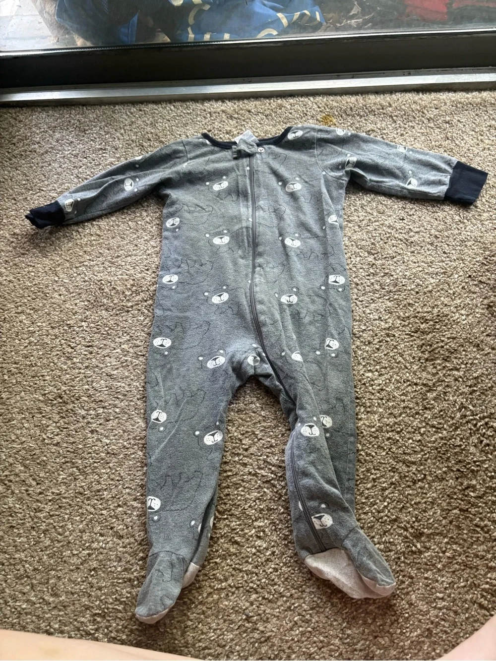 Gerber Gray Bear Print Footed One-Piece